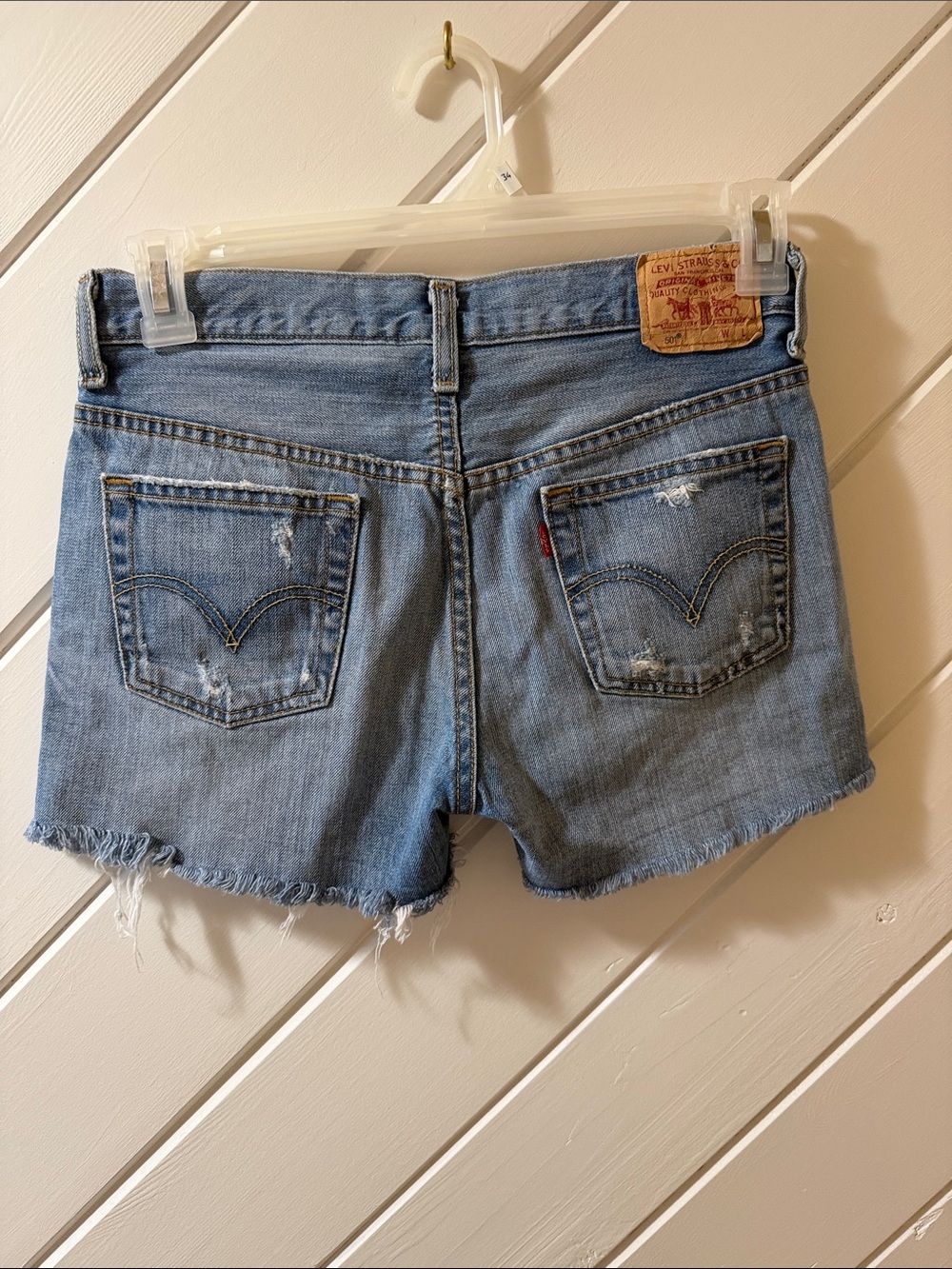 Levi's Women's Light Blue Distressed Denim Cutoff Shorts